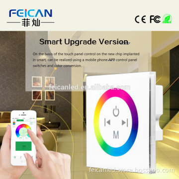 DC12-24V Wall-Mounted Acrylic 3 Channels Glass touch panel light control and dimmer switch with WIFI control